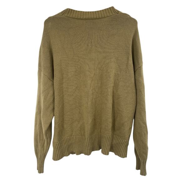 Reclaimed Vintage unisex cardigan distressing flower graphic in khaki green XS 2 - Picture 5 of 6